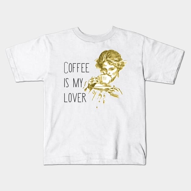 Introvert Valentine Coffee Is My Lover Kids T-Shirt by coloringiship